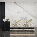 Front Desk Reception Counter - Lockable Storage & Keyboard Tray | Reception Desk with Counter, Customizable Large Counter Table (Black+White, 76'')
