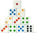 Luck Lab 10 Piece D6 Multicolor Pip Dice Pack - Acrylic 16mm Square Edge Standard Dice for RPG MTG DND Table Games and Board Games, Storage Bag Included (White Multicolor)