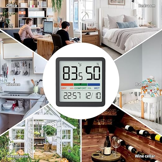VOCOO Humidity Gauge Indoor Thermometer - Digital Indoor Humidity Sensor Room Thermometer with Temperature Humidity Monitor, Accurate Hygrometer Temp Meter for Home Greenhouse Wine Cellar
