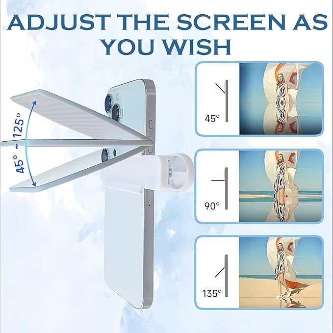 Mirror Effect Lens, Smartphone Camera Mirror Reflection Clip Kit Phone Camera Shooting Reflection Mirror Adjustable HD Glass Smartphone Photography Flip Mirror for All Phones (Black)