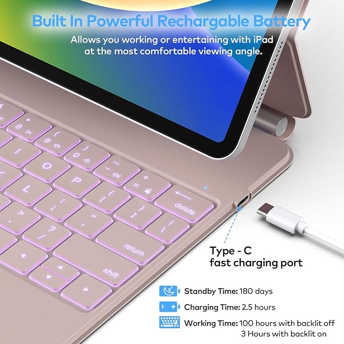Keyboard Case for iPad Air 11-inch (M3 2025 / M2 2024) & iPad Pro 11 inch(1st/2nd/3rd/4th Generation) – Magic-Style Magnetic Keyboard Case with Multi-Touch Trackpad for 10.9” iPad Air 4th/5th Gen.