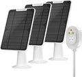 6W Solar Panel Charger Compatible with Arlo Ultra/Ultra 2/Pro 3/Pro 4/Pro 3 Floodlight Security Camera, Solar Panels Charging IP65 Weatherproof w/ 9.8ft Charging Cable Adjustable Wall Mount, 3 Pack
