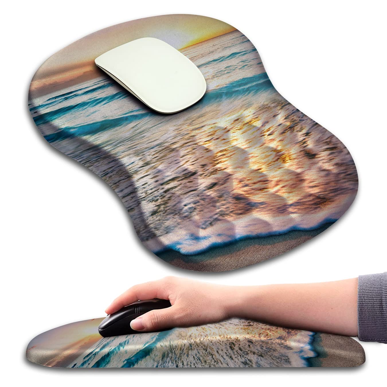 KUOSGM Mouse Pad Wrist Support, Ergonomic Mouse Pad with Massage Dot, Comfortable Computer Mouse Pad for Laptop, Wrist Rest Pain Relief Mousepad with Non-Slip PU Base for Office & Home, 12 x 8 in