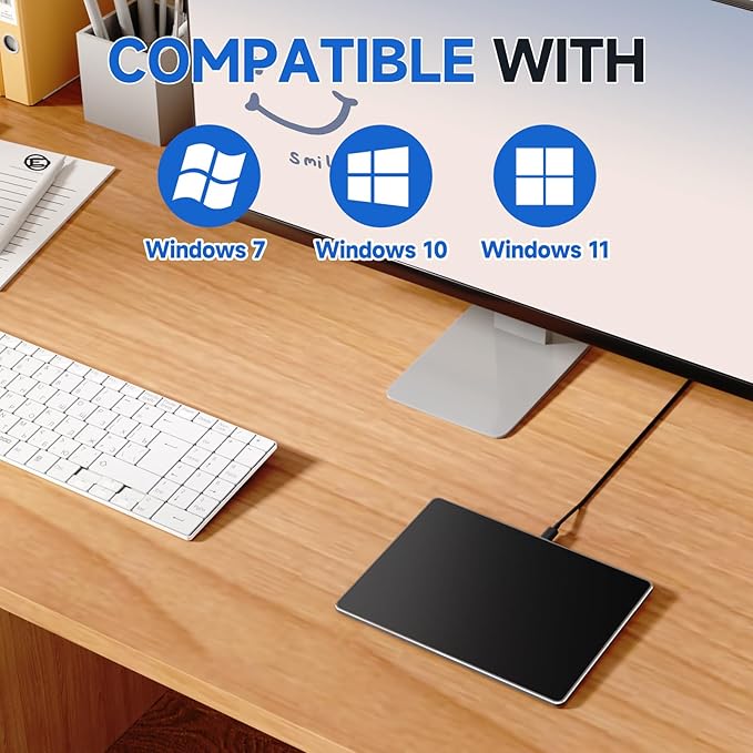 Wired Trackpad for Windows 10/11, High-Precision Multi-Touch Portable Trackpad Mouse with Multi-Gesture, Ultra Slim Aluminum USB Wired Touchpad Mouse, Compatible with PC Laptop Computer - Black