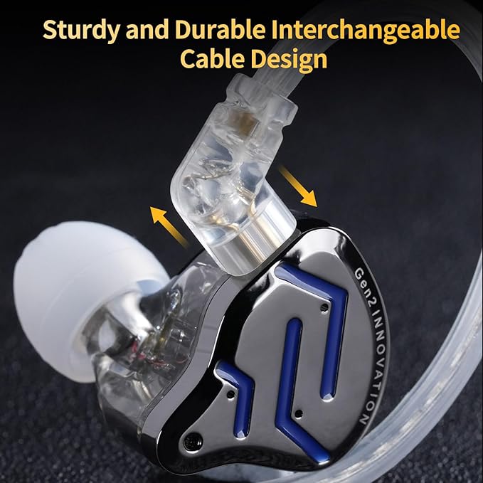 KZ ZSN Pro 2 in-Ear Monitors Headphones Metal Earphones 1BA+1DD Hybrid Technology HiFi Bass Clear Sound IEMs Noise Cancellation Earbuds Wired for Musicians Singer Audiophile(Black,No Mic)