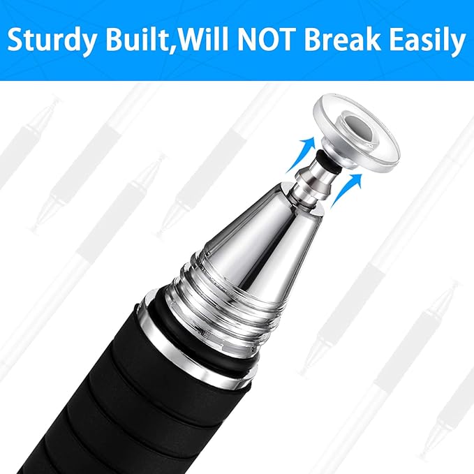 Zonon 12 Pcs Replacement Stylus Pen Tips Only Precision Round Shape Replaceable Stylus Universal Pen Disc Tips for Touch Screen Devices Daily Using Supplies