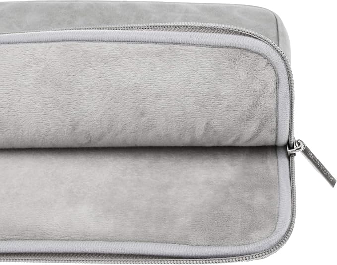 RAINYEAR 15.6 Inch Laptop Sleeve Protective Case PU Suede Leather Zipper Padded Cover Water Resistant Carrying Bag Compatible with 15.6" Notebook Computer Chromebook(Gray)