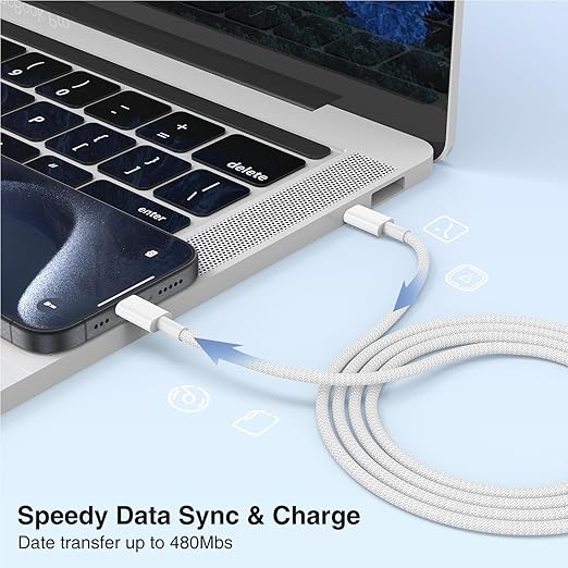 3-Pack Grey 3.3FT 60W USB C to USB C Cable, Type C to Type C Cable,Fast Charging Cable for iPhone 16 15 Pro Plus Pro Max，for Galaxy S24 S23, for iPad Pro/Air, for MacBook Pro/Air and More