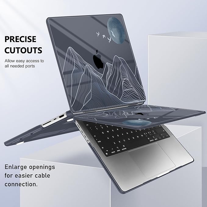 for MacBook Pro 16 inch Case 2021 2022 2023 2024 Release A3186 A3403 M4 A2991 M3 A2780 M2 A2485 M1 Pro/Max, Hard Shell Case with Screen Protector & Keyboard Cover, Abstract Mountain