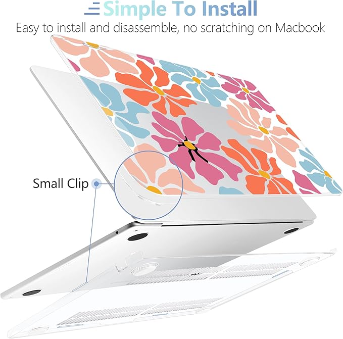 MEEgoodo for M4/M3/M2 MacBook Air 15.3 inch Case 2025 2024 2023, Case Fit Model (A3241/A3114/A2941) for MacBook Air 15 inch, Laptop Hard Shell with Keyboard Cover, Minimalist Style Floral