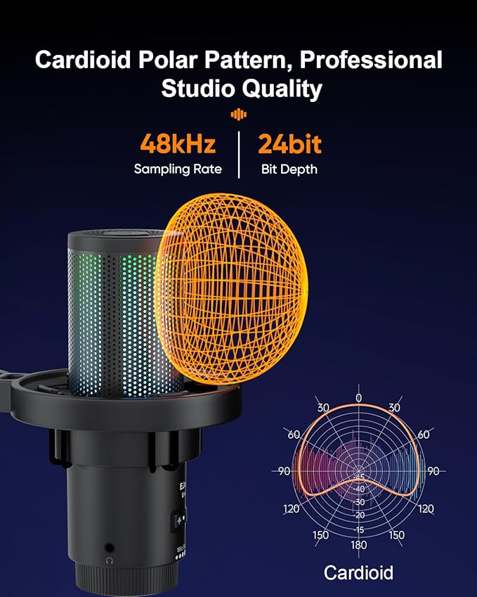 COMICA Ejoy Uni PRO(D) USB Wireless Gaming Microphone with Noise Cancellation, RGB Lights, Monitoring, Muting, Streaming Mic for Computer, PS5, PS4, Streaming, Podcast, Chat, Twitch, Discord