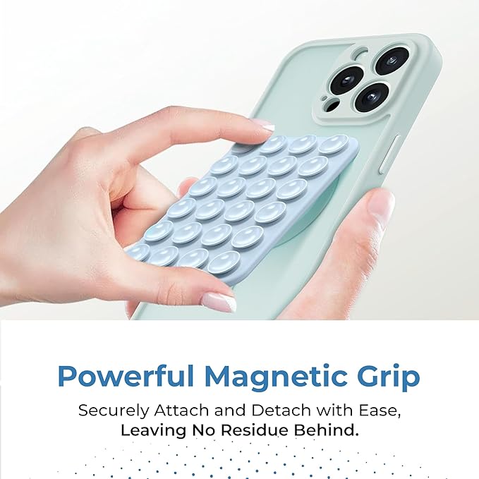Sucky Upgraded Magnetic Suction Cell Phone Grip for MagSafe Case, Silicone Octo Cup Buddy Holder, Durable Magnet Phone Accessory for iPhone and Android (Light Purple)