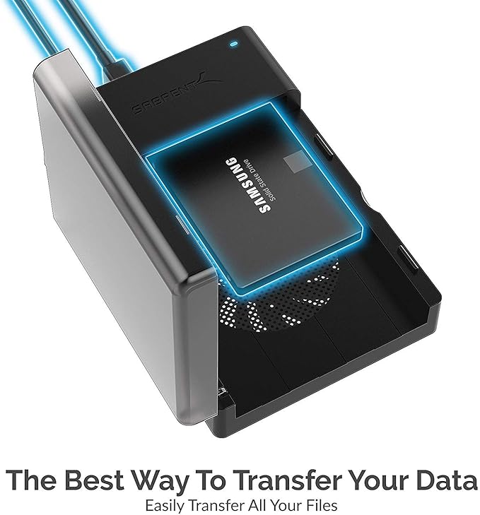 SABRENT USB 3.0 to SATA External Hard Drive Lay Flat Docking Station with Built in Cooling Fan for 2.5 or 3.5in HDD, SSD [Support UASP and 22TB] (EC-DFFN)