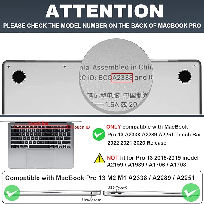 for 2020 2021 2022 MacBook Pro 13 inch Case M2 M1 A2338 A2289 A2251 with Touch Bar & Touch ID, Printed Pattern Plastic Hard Shell Keyboard Cover Screen Protector, Phoenix Tree Flowers