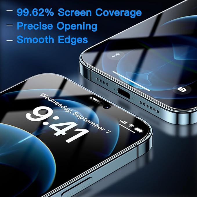 Uyiton Anti-Blue Light for iPhone 12 Pro Max Screen Protector - Unbreak-Glass Full Coverage Case Friendly Scratch Resistance 9H Tempered Glass Screen Protector for iPhone 12 Pro Max, 2 Pack