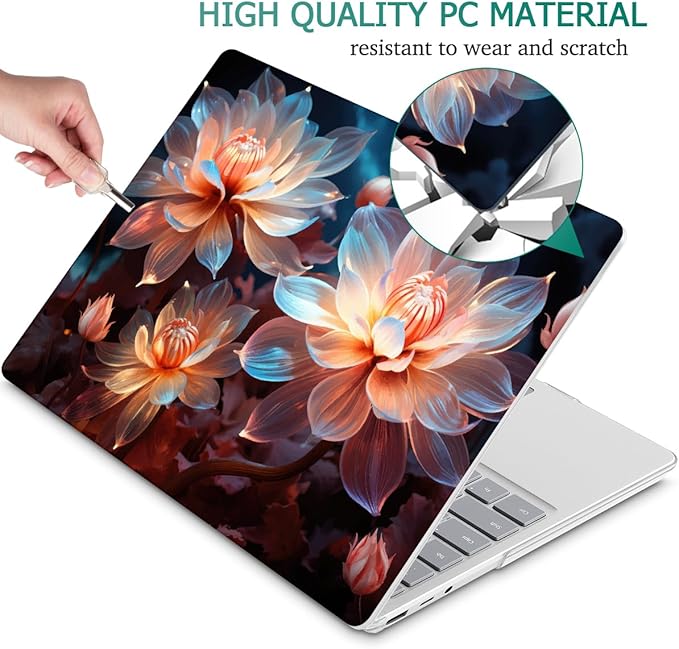 Tuiklol Case for 15 Inch Microsoft Surface Laptop 5/4/3 2022-2020, Model 1979/1953/1872/1873 Hard Shell Cover, Keyboard Cover+Screen Protector+Dust Plugs,Luminescent Flowers