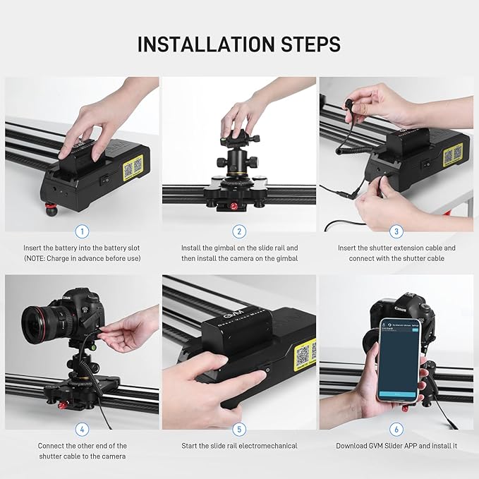 GVM 48"/120CM Carbon Fiber Motorized Camera Slider, Professional Camera Slider with Remote Control, Support Video Mode, Time Lapse Photography, Horizontal, Tracking and 120° Panoramic Shooting