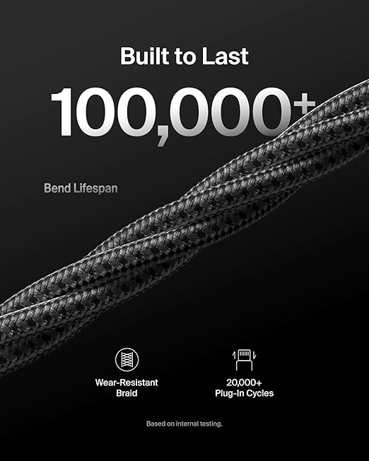 Belkin USB A to USB C Cable, 6.6ft, 15W - Type C Charger, iPhone Charger Cord, Soft, Braided, Flexible for iPhone 16 & 15, Galaxy S25, Pixel 9, iPad Pro, Airpods Pro, Switch & More - Black