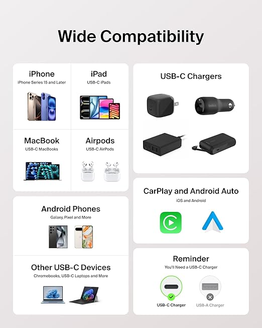 Belkin USB C to USB C Cable 2-Pack, 6.6ft, 60W - Type C Charger, iPhone Charger Cord, Soft, Braided, Flexible for iPhone 16, Galaxy S25, Pixel 9, Airpods, iPad Pro & More, Travel Essentials - Pink