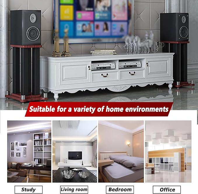 A Pair of Universal Speaker Stands, Heavy Duty Speaker Stands Holds Bookshelf Speaker Satellite Speaker Large Speaker, Vibration-Absorbing MDF Design, Holds 88lbs Speaker (Teak, 20cm/7.8in)