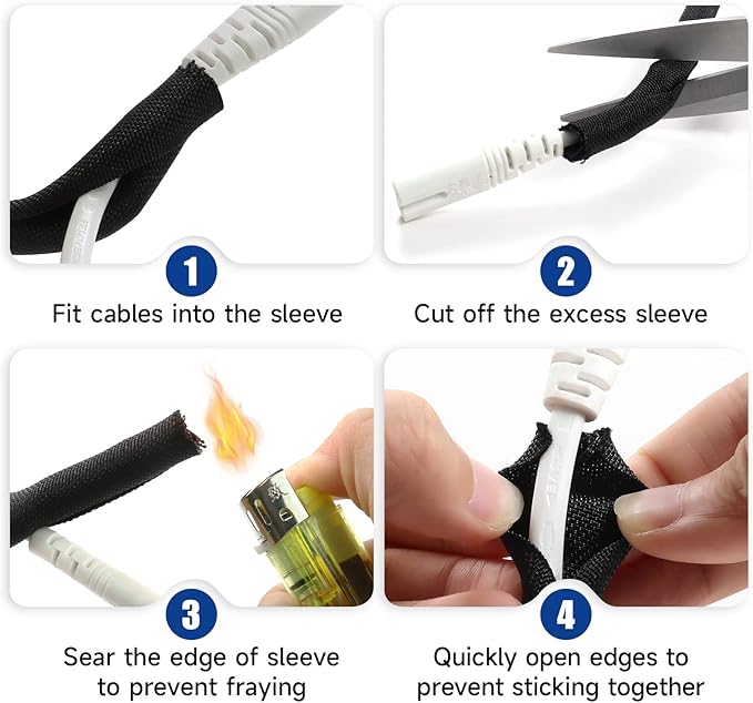 Wire Split Loom Wrap Cable Management Sleeves Automotive Black Woven Mesh Protector Tubing (5/16" - 28 Feet)