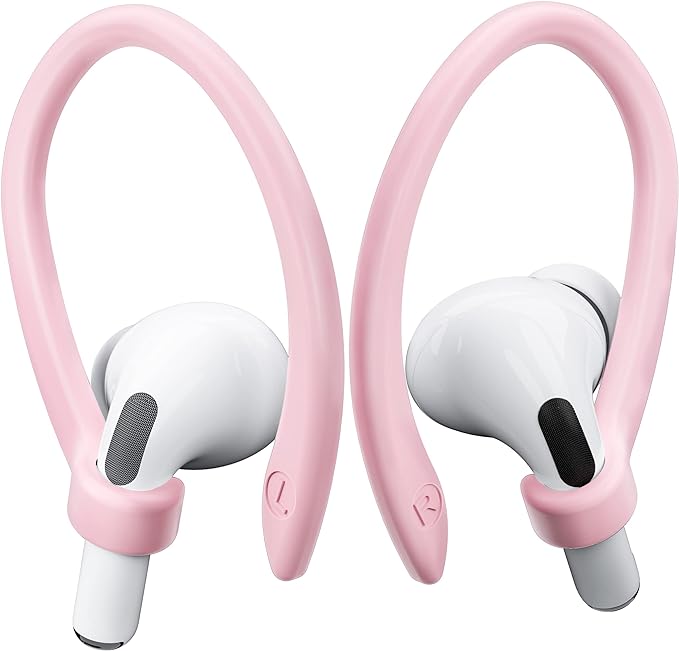 2 Pairs AirPods Ear Hooks for AirPods Pro 2, AirPods Pro, AirPods 4, 3, 2 & 1, Upgraded Anti Slip Sports Clip Hooks for AirPods 1, 2, 3, 4,Pro, Pro 2 – Pink