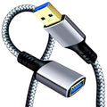 Tan QY USB 3.0 Extension Cable 15Ft, USB 3.0 High Speed Extender Cord Type A Male to A Female for PlayStation, Xbox, USB Flash Drive, Hard Drive, Card Reader,Scanner,Printer,Keyboard (Silver, 15Ft)