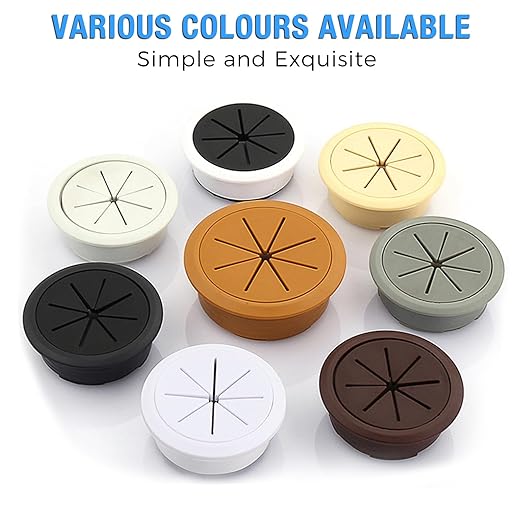 Desk Grommet 2-3/8" (60 mm), Desk Hole Cover for Cables Brown, Cable Grommet ABS Plastic, Desk Hole Grommet for Office and Home Table Cable, Detachable & Flexible Cable Cord Organizer-2 Pcs