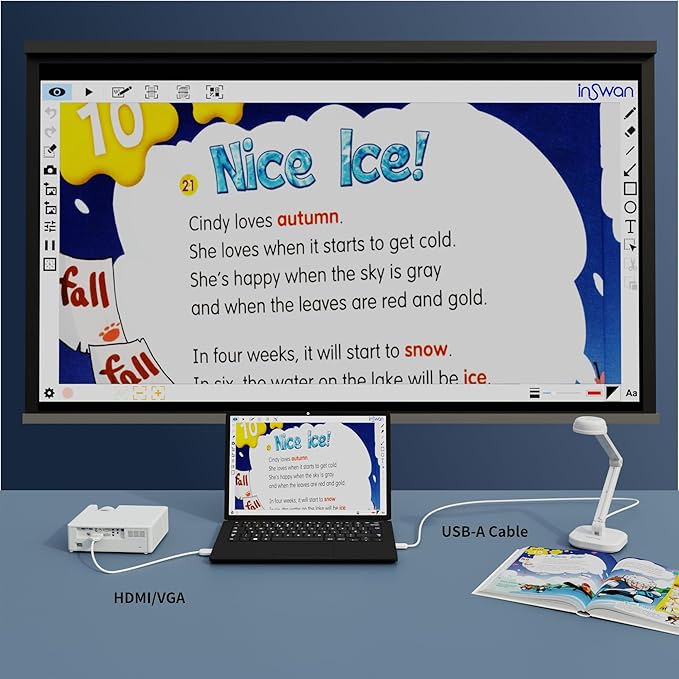 INS-1 USB Document Camera — 8MP Ultra HD, Auto Focus, LED Light, Built-in Microphone, Mac OS, Windows, Chromebook Compatible for Distance Learning, Remote Teaching, Web Conferencing, Live Demo