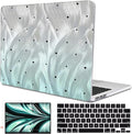 for MacBook Air 13.6 Inch Case 2025 2024 2023 2022 Release Models: M4 A3240 A3113 M3 A2681 M2, Plastic Hard Shell Case Cover for Mac Air 13.6 Retina Display & Touch ID，Silver Green Gradient