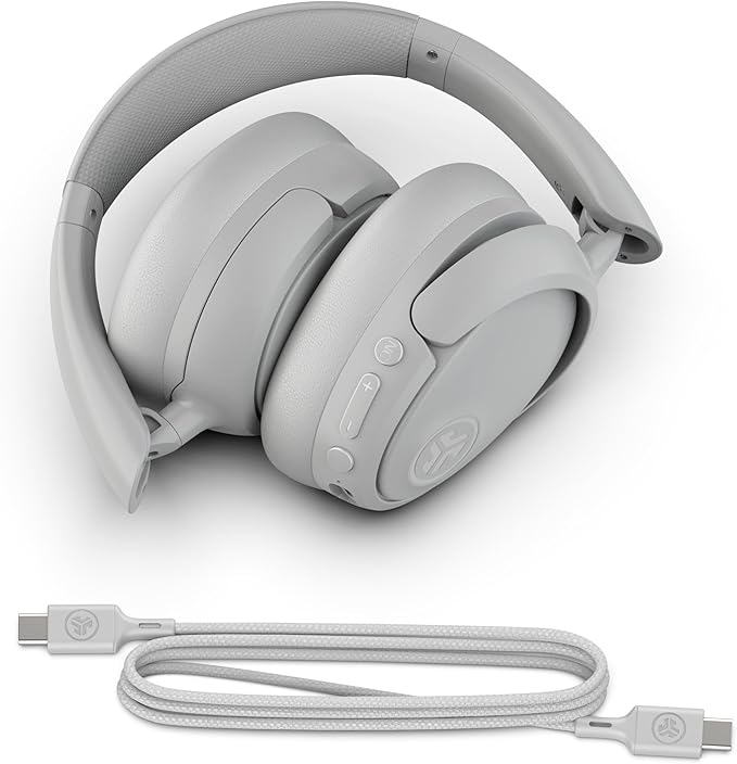 JLab JBuds Lux ANC Wireless Headphones, Cloud White, Hybrid Active Noise Cancelling, Customizable Sound, Spatial Audio Compatible, Premium Over-Ear Bluetooth Headset