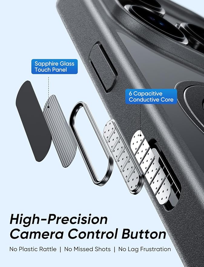 MAGIC JOHN 360° Rotatable Magnetic Invisible Stand for iPhone 16 Pro Case [Camera Control Button] [Compatible with MagSafe] 16FT Shockproof for iPhone 16 Pro Case with Kickstand, Black