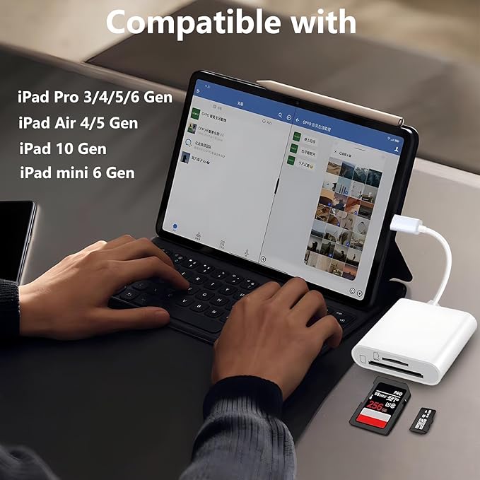 USB C SD Card Reader for iPhone 15 16, Dual Card Slots Micro SD Card Reader USB C Support SD and TF Memory Card Adapter, Trail Camera Viewer Memory Card Reader for iPhone/iPad/MacBook/Mac/Android