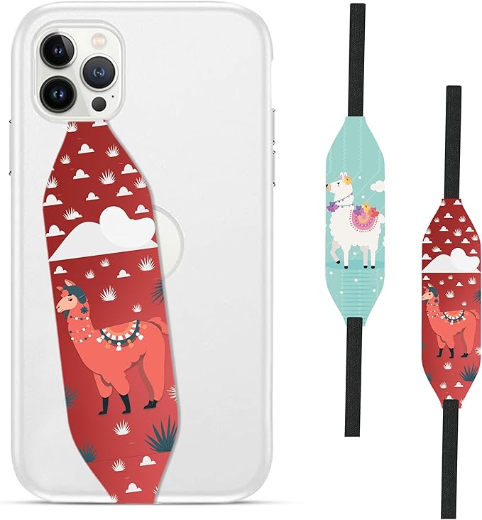Phone Grip Strap - Pack of 2 Reversible Finger Holder for Phone Back, Customizable Anti-Slip Design, Wireless Charging Compatible Detachable Holder for iPhone - Como se Llama