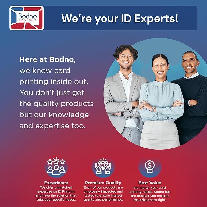 Bodno Magicard Pronto ID Card Printer & Complete Supplies Package ID Software and Camera - Silver Edition
