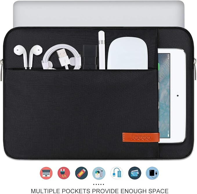 Lacdo Laptop Sleeve Case for 16 inch New MacBook Pro M4/M3/M2/M1 Pro/Max A3403 A3186 A2991 A2780 A2485 A2141 2024-2019 | 15 inch Microsoft Surface Laptop 7th Copilot+PC, 6 5 4 3 Computer Bag, Black