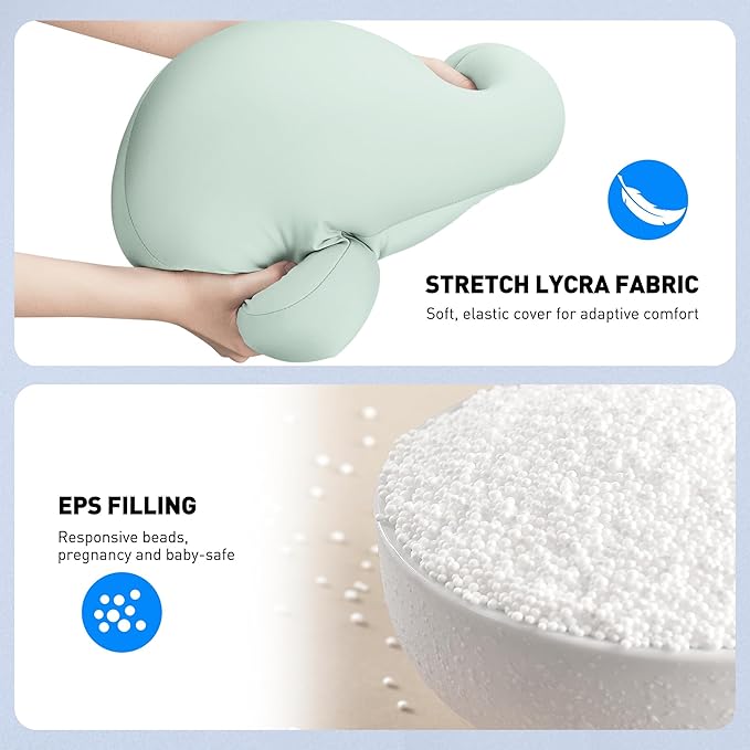 AboveTEK Tablet Pillow Stand for Bed, Hands-Free 360° Adjustable iPad Pillow Holder for Lap Reading w/Soft Bean Bag, Ideal Gift for Mom, Fits 4.7" to 12.9" Tablet, Phone, Kindle - Cyan
