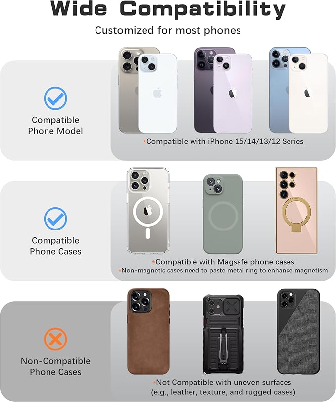 Magnetic Phone Grip, Removable Loop Grip with Soft Finger Strap, Silicone Phone Ring Holder for Back of Phone for iPhone 16/15/14/13/12 Pro Max/Plus, Calke Green
