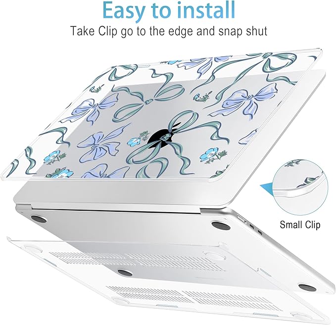 Mektron for 2025 M4 MacBook Air 13.6 Inch A3240 Case Fits 2023 A2681 M2 2024 A3113 M3 Chip with Liquid Retina Display Touch ID, Printed Plastic Hard Shell Cover for MacBook Air 13.6", Bows C355