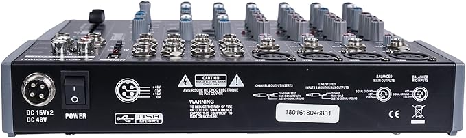 Sound Town Professional 12-Channel Audio Mixer with USB interface, Recording, EQ, Bluetooth, DSP and 48V Phantom (TRITON-A12BD)