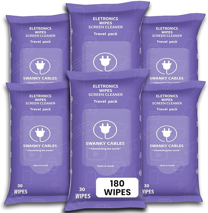 Screen Cleaner Wipes: Electronic Wipes for Screens - Computer Screen Wipes for Lens, Phone, Tv Screen and Monitor Cleaning - Tech Wipes & Microfiber Cloth (Soft Wipes, 180 Count)