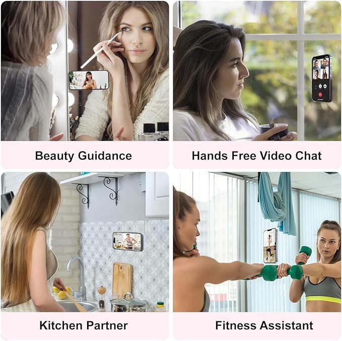 2PCS Silicone Suction Phone Case Mount, Non Slip Suction Cup, Hands-Free Phone Accessories Holder for Selfies and Videos, Silicone Adhesive Stand Sticky for Cell Phone Light Gray