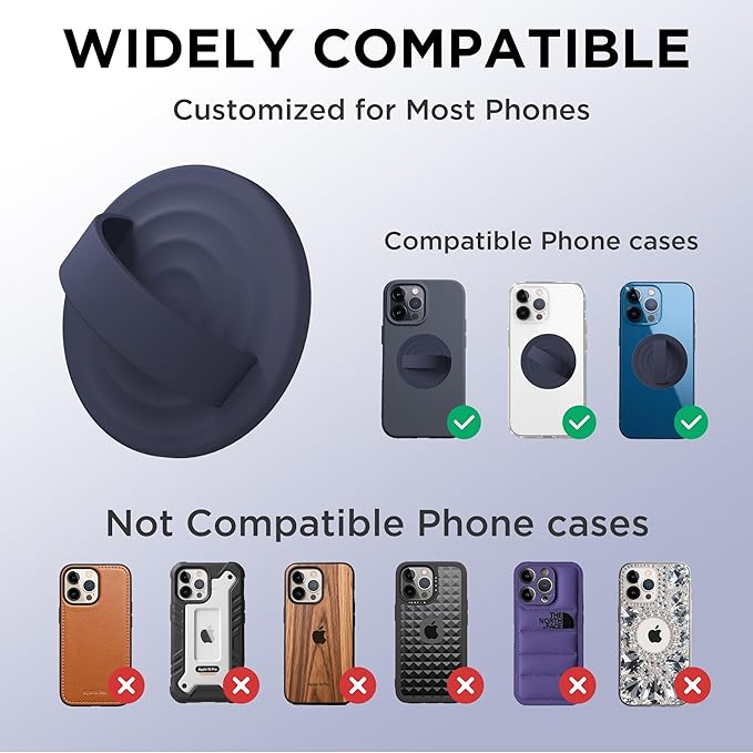 Magnetic Phone Ring Grip Holder, Silicone Finger Loop Grip, Compatible with MasSafe, Back of Phone for iPhone Pro Max/Plus/16/15/15/14/13/12 Series, Midnight Blue