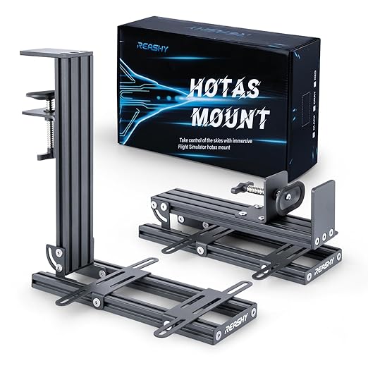 Reashy Hotas Mount, Joystick Mount, Aluminum Flight Stick Desk Mount for Logitech X56, X52, X52 Pro, Thrustmaster T.1600M, TCA, T.Flight Hotas One, 4, X, Airbus, VKB Gladiator Nxt (Gray)