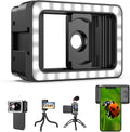 APEXEL 17mm+37mm Thread Adapter with LED Fill Light, One-Piece Phone Adapter for Android/iPhone, Attachments for Macro/Wide Angle/Fisheye/Flow/Radial/Star Filter/Kaleidoscope Lens