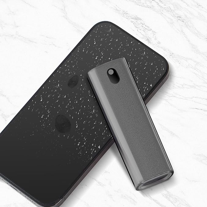 YTT Screen Cleaner, All-in-One Spray & Wipe Cleaner, with Transparent Protective Shell for All Phones, Laptop and Tablet Screens (Gray)