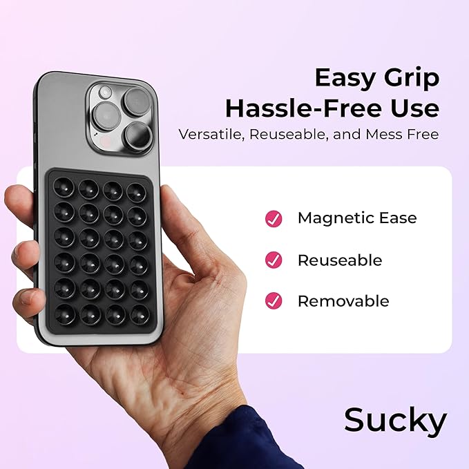 Sucky Upgraded Magnetic Suction Cell Phone Grip for MagSafe Case, Silicone Octo Cup Buddy Holder, Durable Magnet Phone Accessory for iPhone and Android (Mocha Brown)