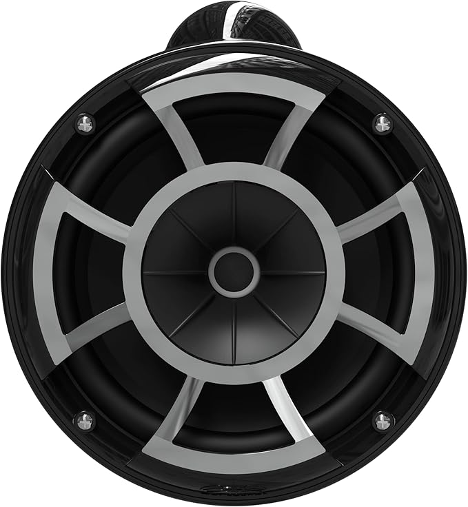 wet sounds Rev 8 Black V2 Revolution Series 8" Black Tower Speakers w/Silver Aluminum Fixed Clamp