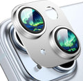 Compatible with iPhone 15/iPhone 14/iPhone 14 Plus/iPhone 15 Plus Camera Lens Protector, [Case-Friendly][Strong Adsorption][AR Anti-Reflection] Tempered Glass Full Coverage,Silver