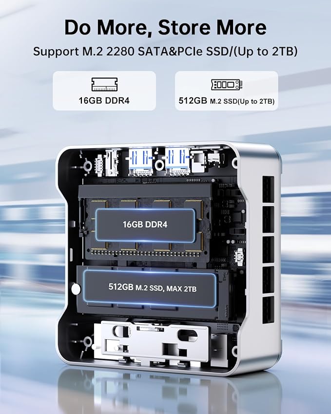 KAMRUI Essenx E2 Mini PC 11 Pro Twin Lake N150 Mini Computer, 16GB RAM 512GB M.2 SSD, Micro PC Support 4K Display/USB3.2/WiFi/BT/Gigabit Ethernet Mini PC Home/Office